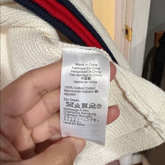 J. Crew Ivory Cardigan with Navy and Scarlet Accents - Picture 6 of 10